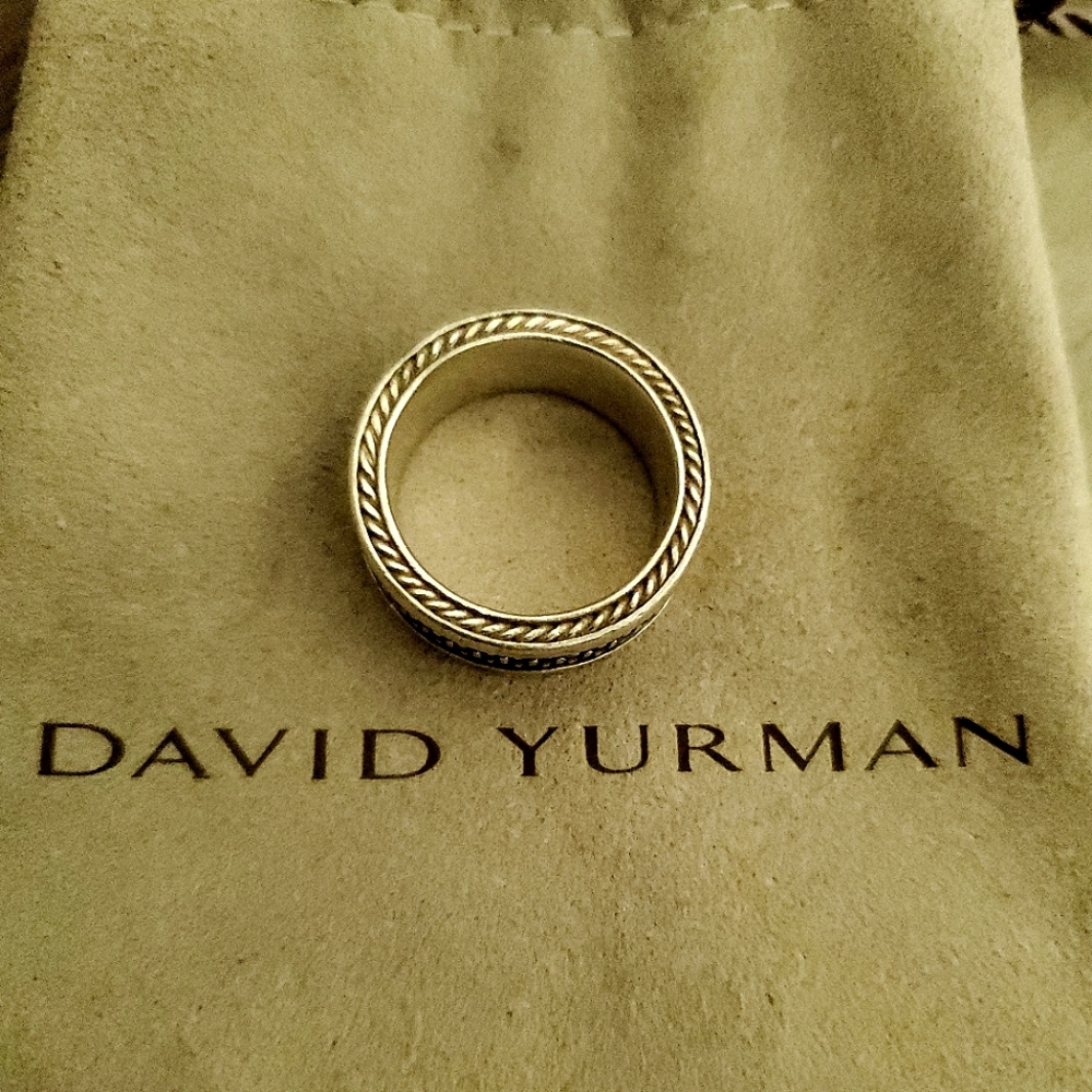 David Yurman Sterling Silver Ring w/ Black Diamonds
